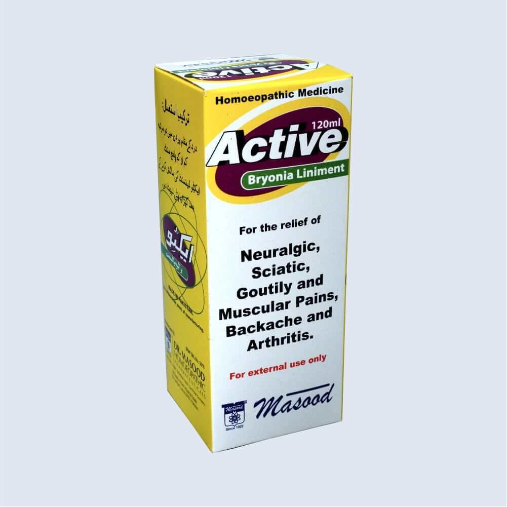 Dr Masood Active Bryonia 120ml (Arthritis, Bruises, Cramps,gout, Neuralgia, Pain,, Sciatica, Sprains)