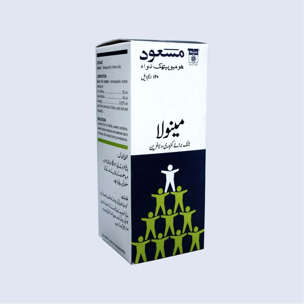 Dr Masood Menola Tonic 120ml (Anaemia & Chlorosis, Nervous Exhaustion, General Weakness And Debility)