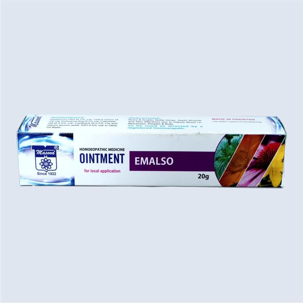 Dr Masood Emalso Ointment 20gm (Acne-pimples, Boils, Burns, Scalds, Skin Affections)