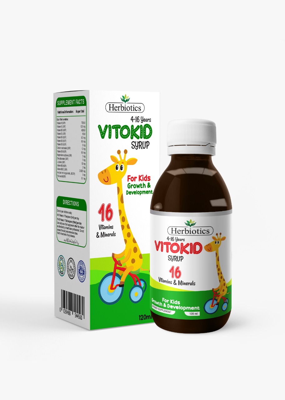 Herbiotics Vitokid Syrup 120ml (4-16 Years)  (FOR KID'S GROWTH & DEVELOPMENT)